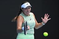 Jessica Pegula plays a shot at the Australian Open 2024